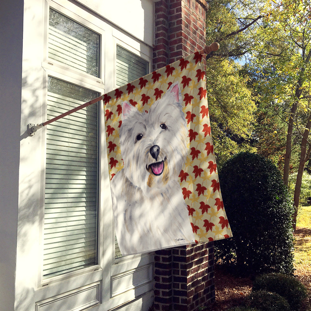 Westie Fall Leaves Portrait Flag Canvas House Size