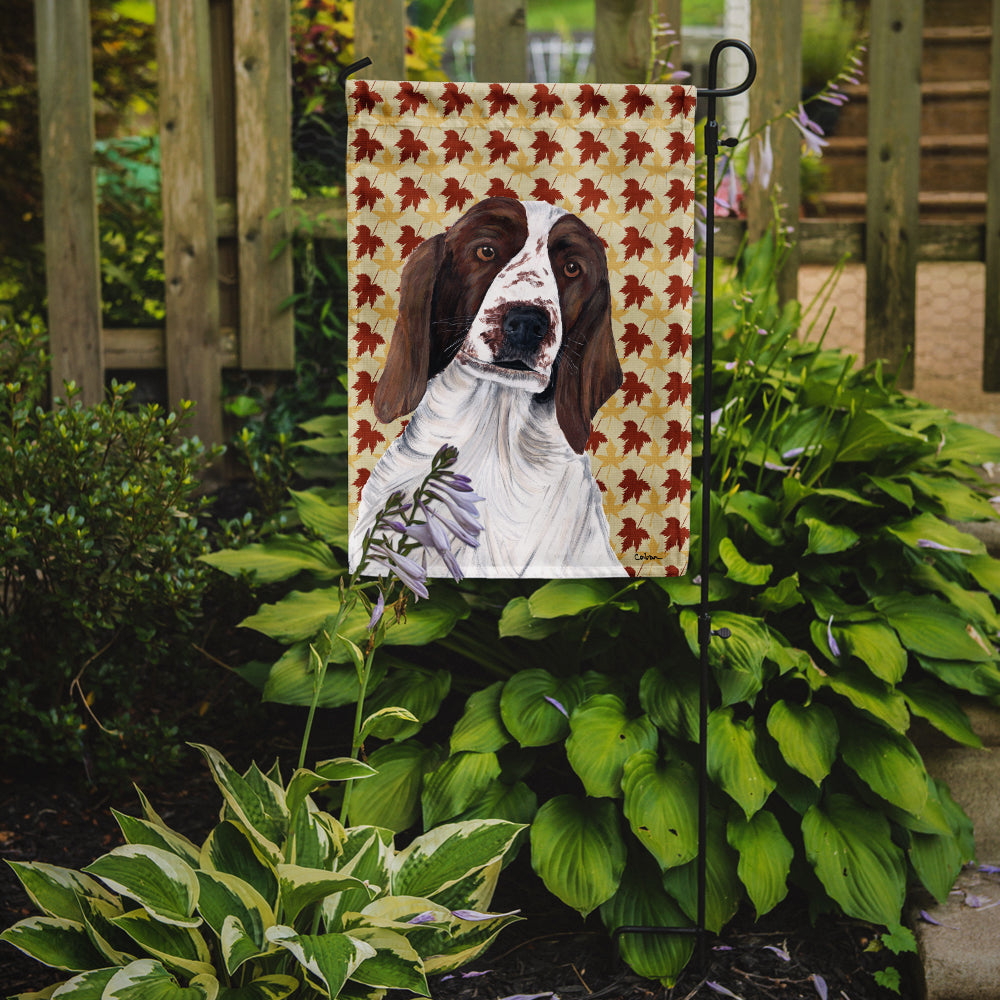Welsh Springer Spaniel Fall Leaves Portrait Flag Garden Size.