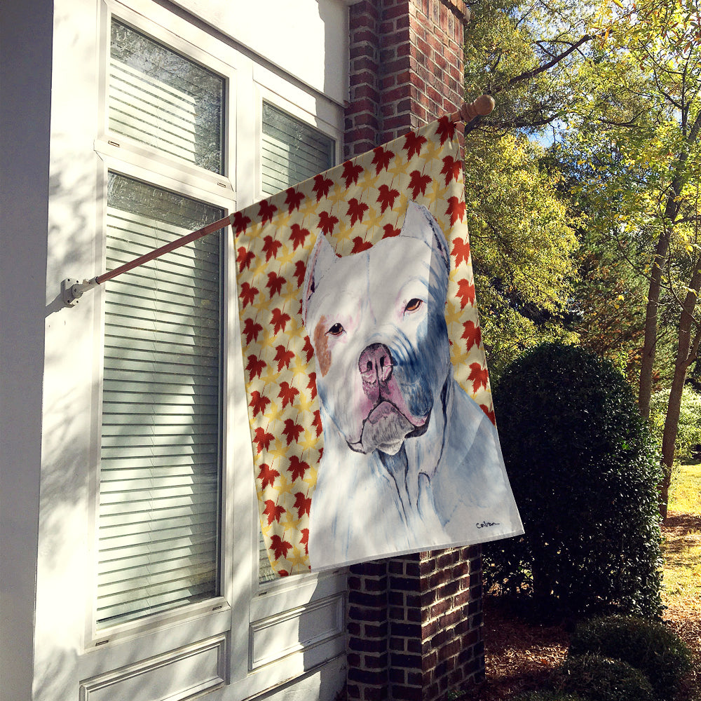 Pit Bull Fall Leaves Portrait Flag Canvas House Size