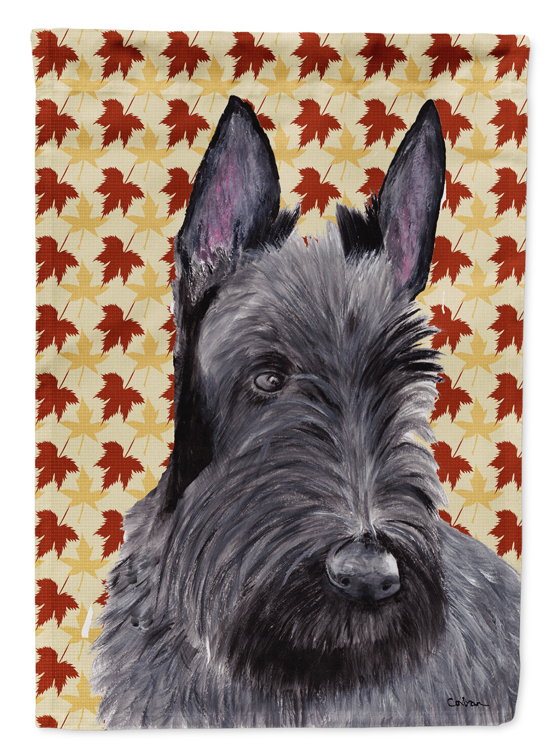 Scottish Terrier Fall Leaves Portrait Flag Canvas House Size