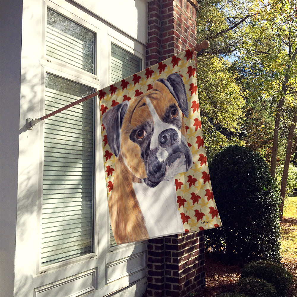 Boxer Fall Leaves Portrait Flag Canvas House Size