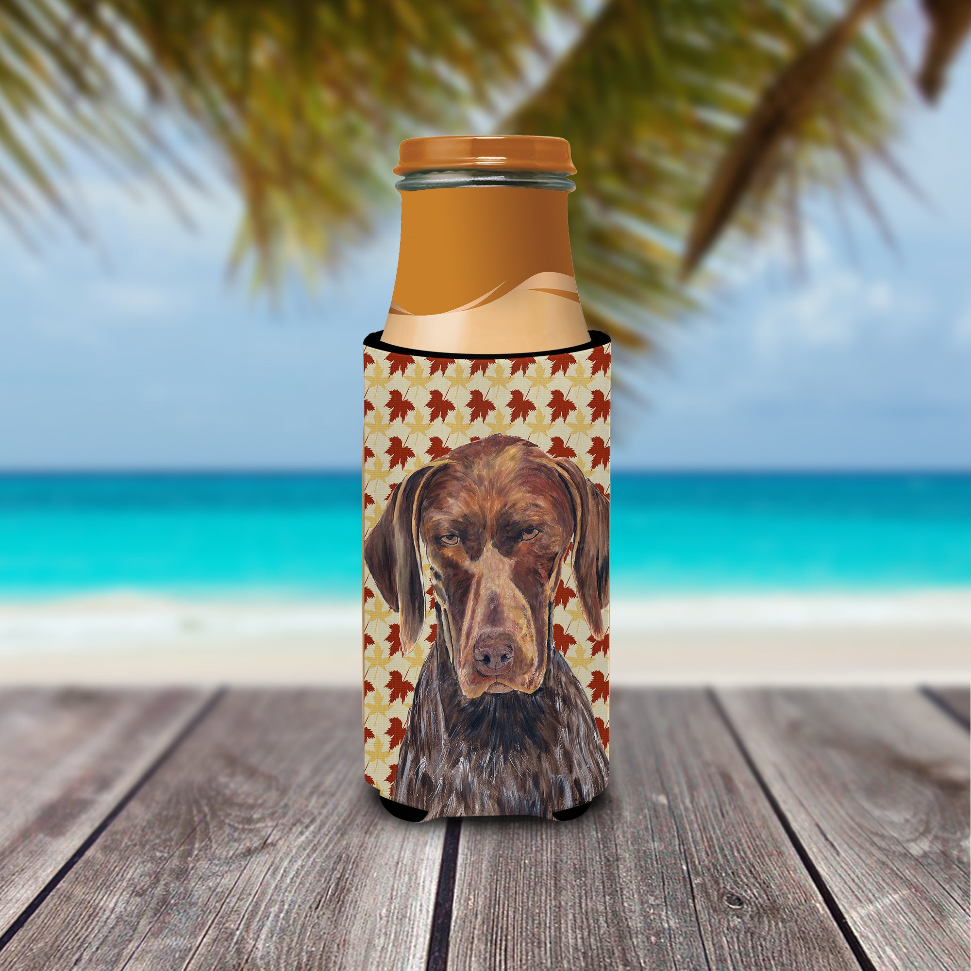 German Shorthaired Pointer Fall Leaves Portrait Ultra Beverage Insulators for slim cans SC9235MUK.