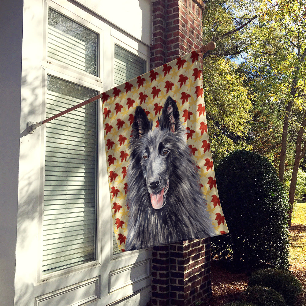 Belgian Sheepdog Fall Leaves Portrait Flag Canvas House Size