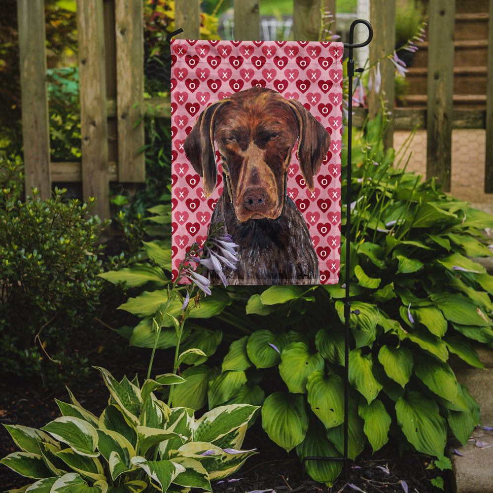 German Shorthaired Pointer Hearts Love and Valentine's Day  Flag Garden Size.