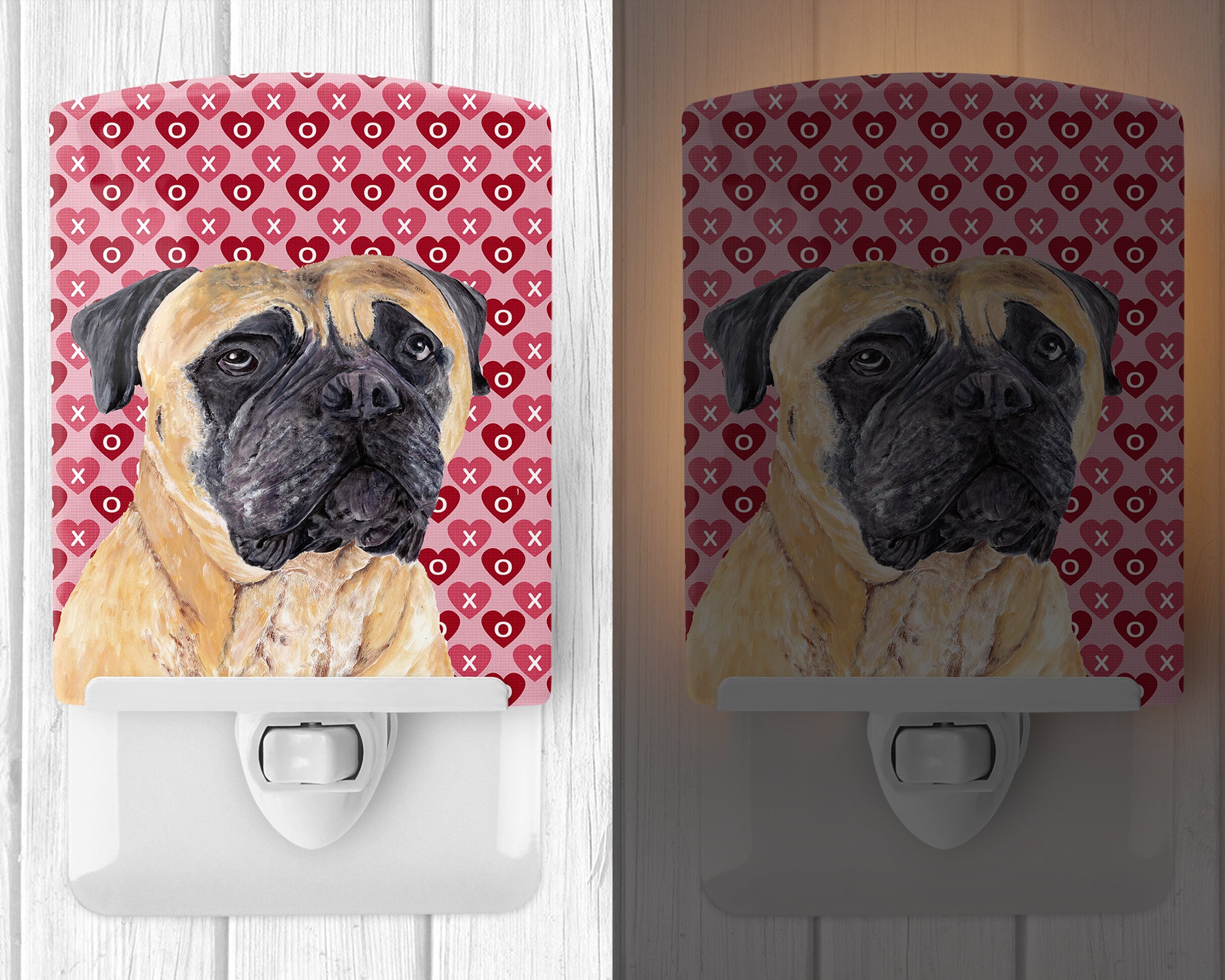 Mastiff Hearts Love and Valentine's Day Portrait Ceramic Night Light SC9255CNL - the-store.com