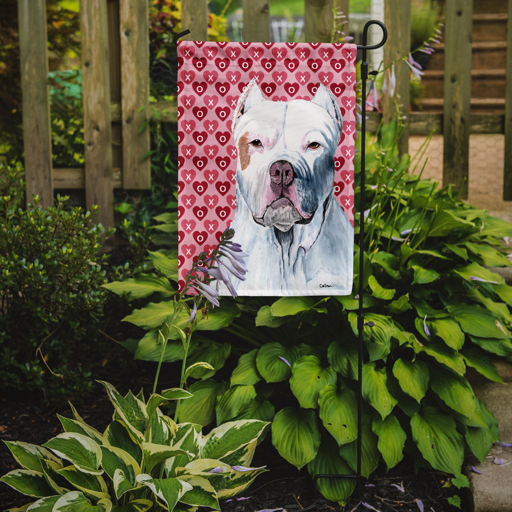 Pit Bull Hearts Love and Valentine's Day Portrait Flag Garden Size.