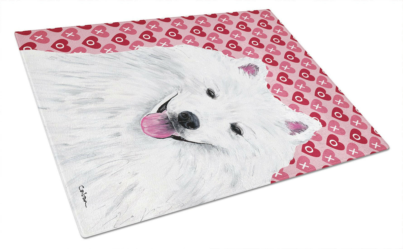 American Eskimo Hearts Love and Valentine's Day Glass Cutting Board Large by Caroline's Treasures