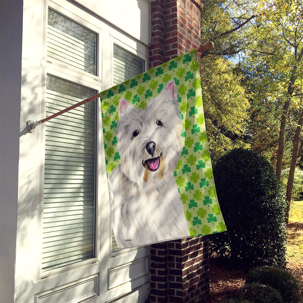 Westie St. Patrick's Day Shamrock Portrait Flag Canvas House Size
