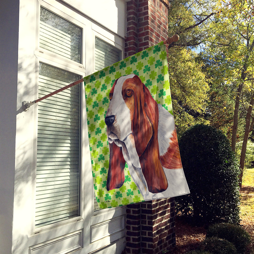 Basset Hound St. Patrick's Day Shamrock Portrait Flag Canvas House Size