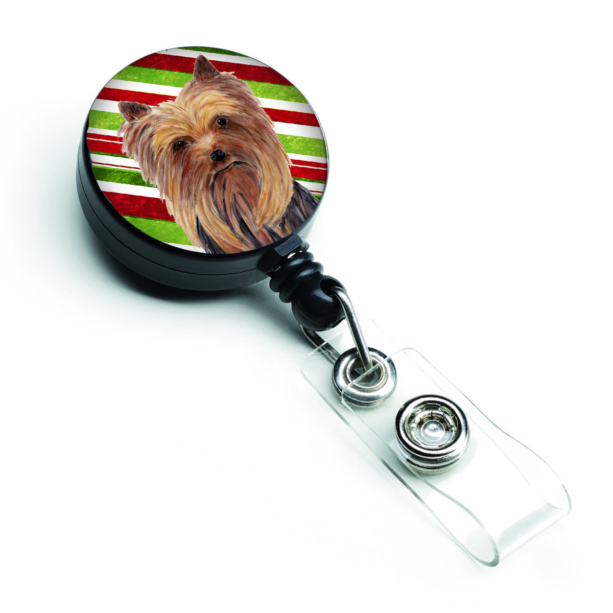 Yorkie Candy Cane Holiday Christmas Retractable Badge Reel SC9325BR
