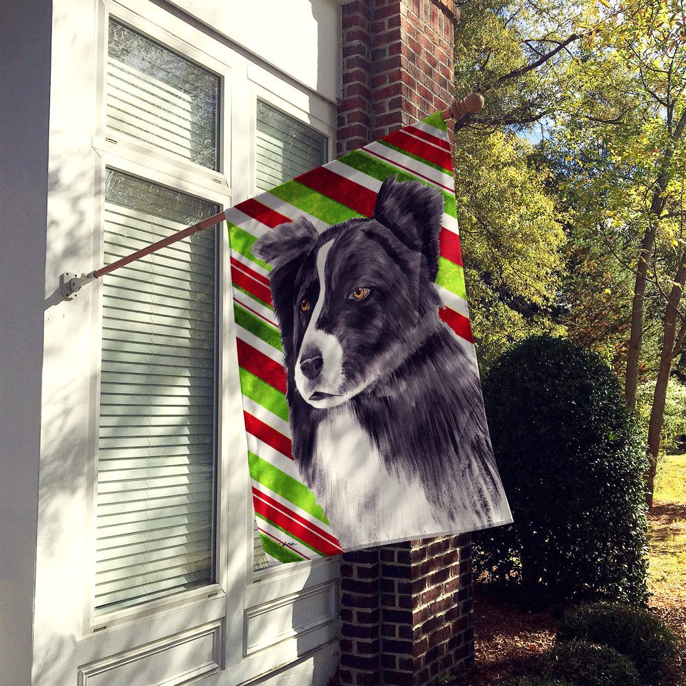 Border Collie Candy Cane Holiday Christmas Flag Canvas House Size