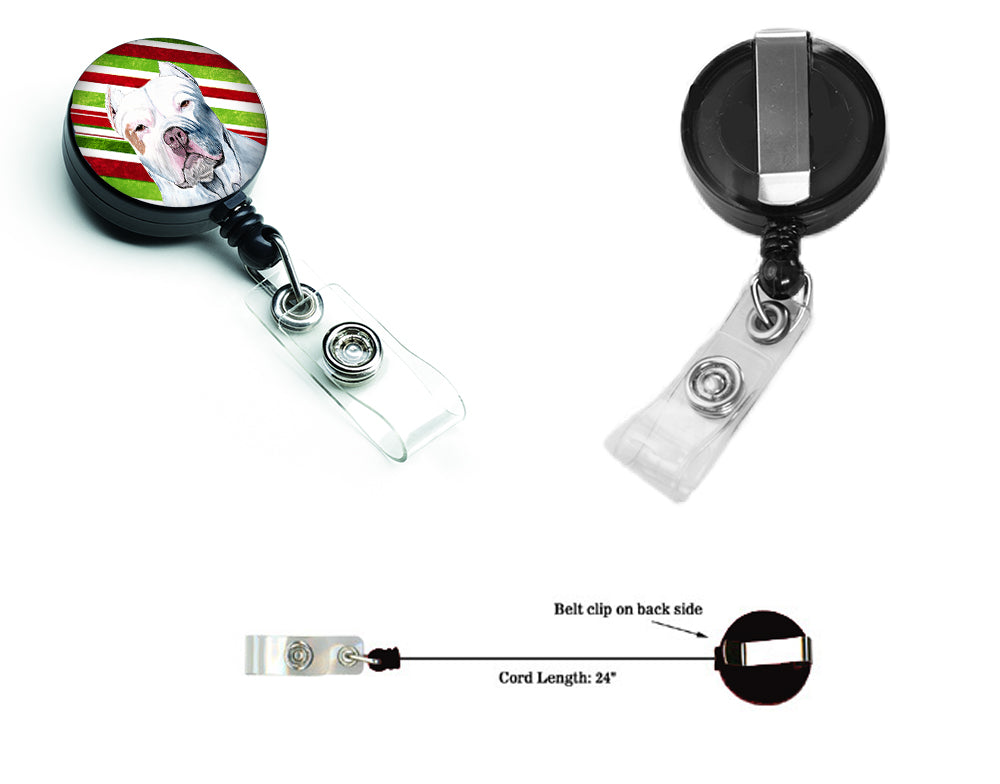 Pit Bull Candy Cane Holiday Christmas Retractable Badge Reel SC9341BR