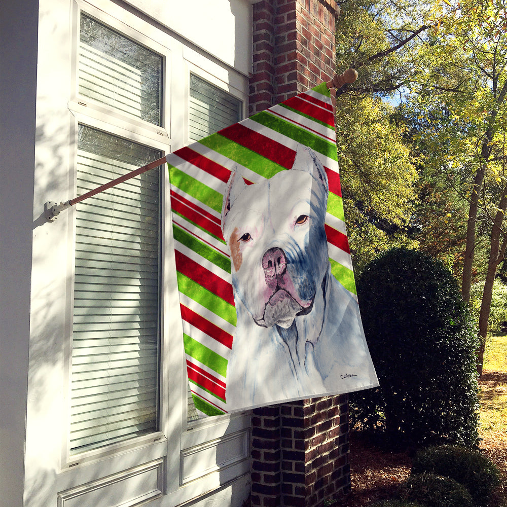 Pit Bull Candy Cane Holiday Christmas Flag Canvas House Size