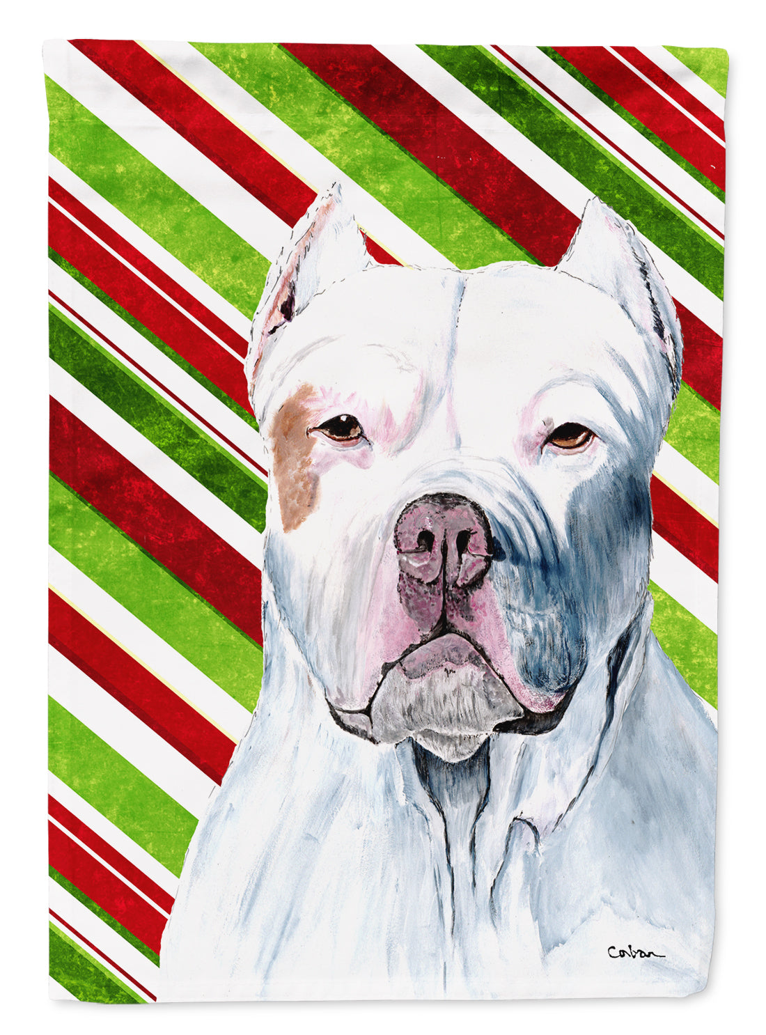 Pit Bull Candy Cane Holiday Christmas Flag Garden Size.
