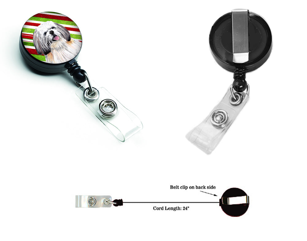 Shih Tzu Candy Cane Holiday Christmas Retractable Badge Reel SC9343BR