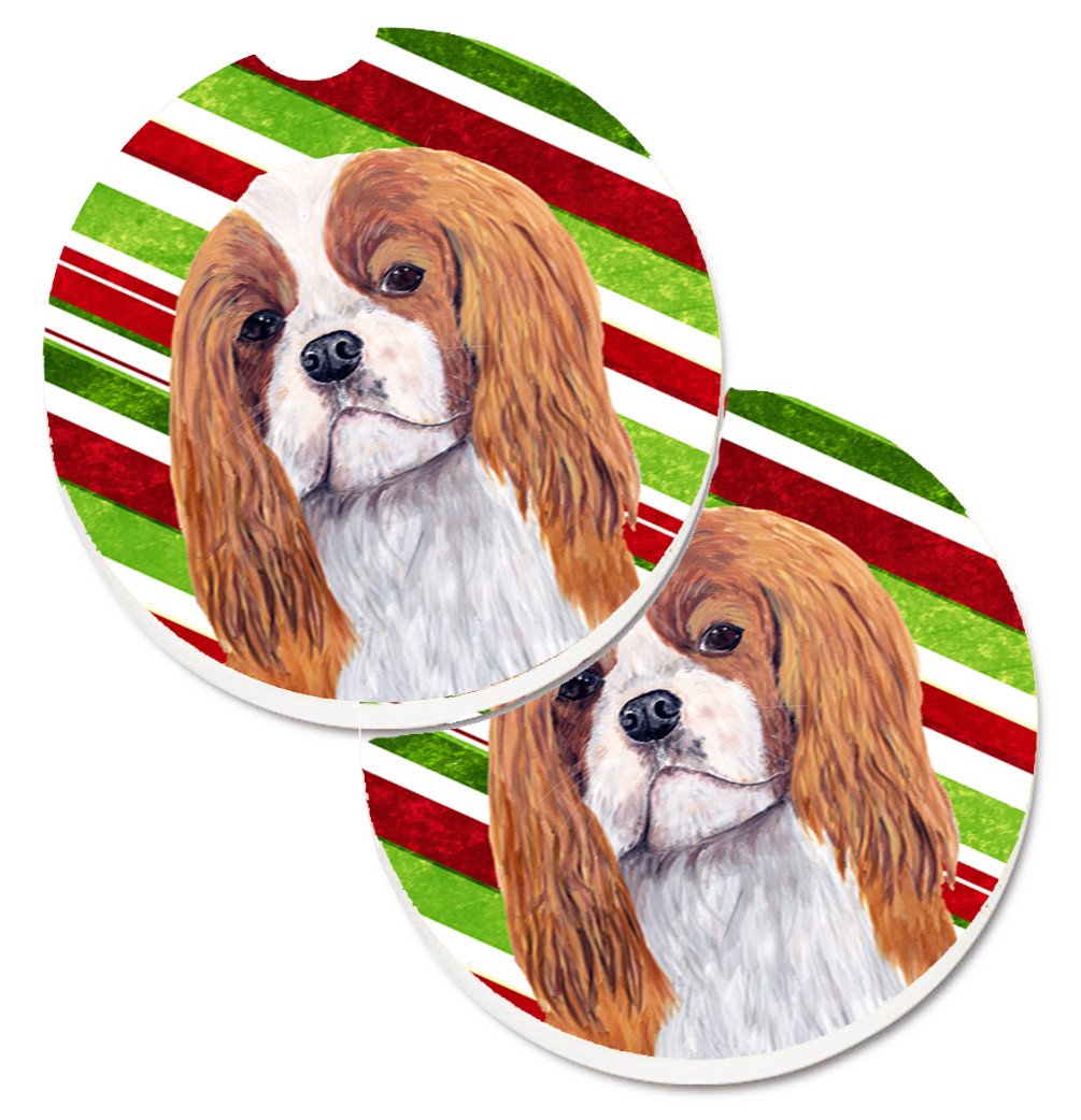 Cavalier Spaniel Candy Cane Holiday Christmas Set of 2 Cup Holder Car Coasters SC9354CARC by Caroline's Treasures
