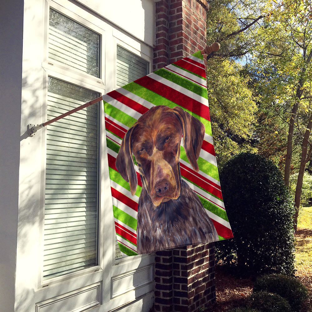 German Shorthaired Pointer Candy Cane Holiday Christmas Flag Canvas House Size