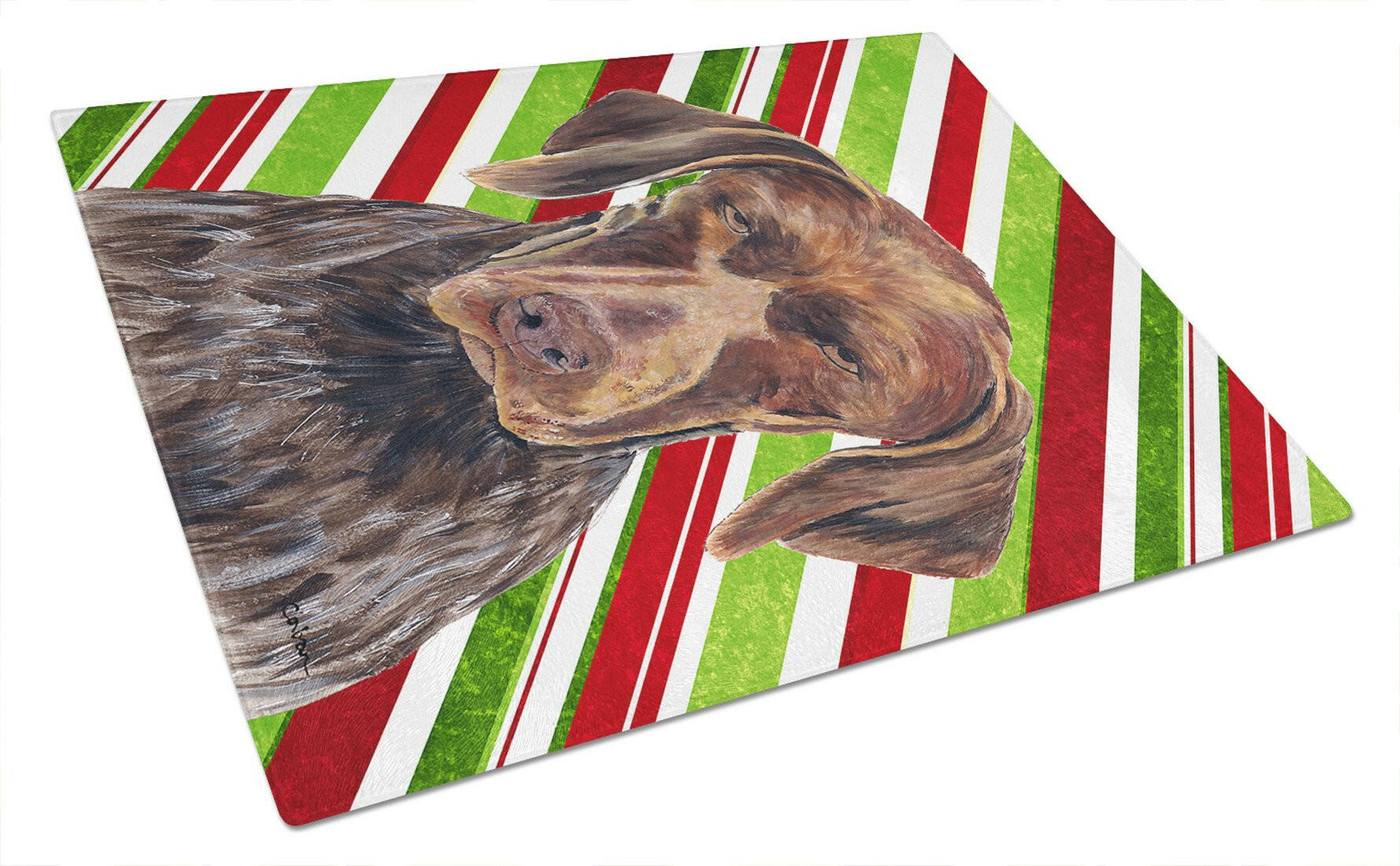 German Shorthaired Pointer Candy Cane Christmas Glass Cutting Board Large by Caroline's Treasures