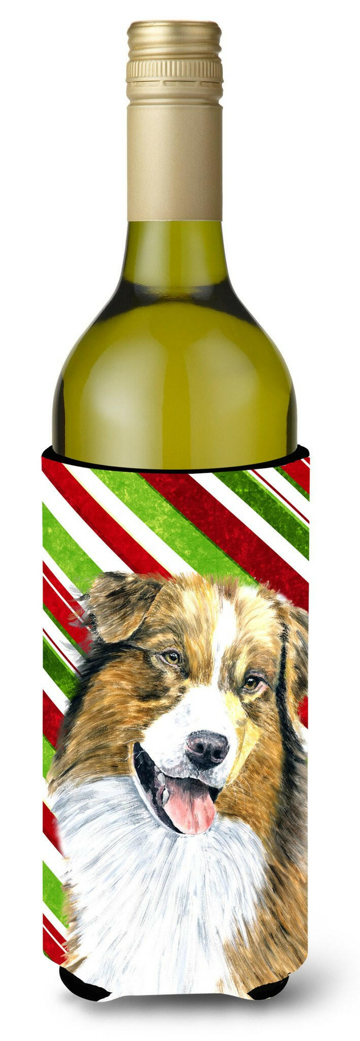 Australian Shepherd   Holiday Christmas Wine Bottle Beverage Insulator Beverage Insulator Hugger by Caroline's Treasures