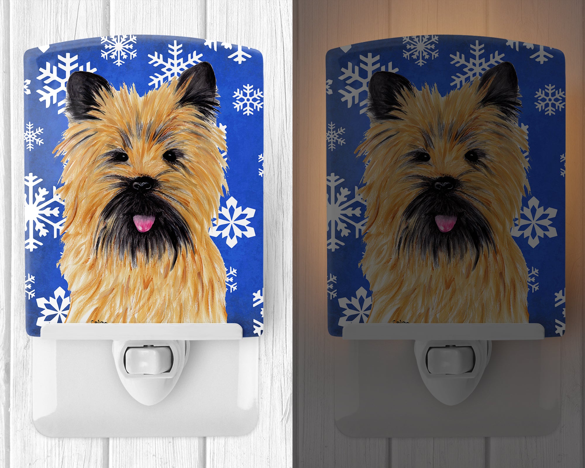Cairn Terrier Winter Snowflakes Holiday Ceramic Night Light SC9375CNL - the-store.com