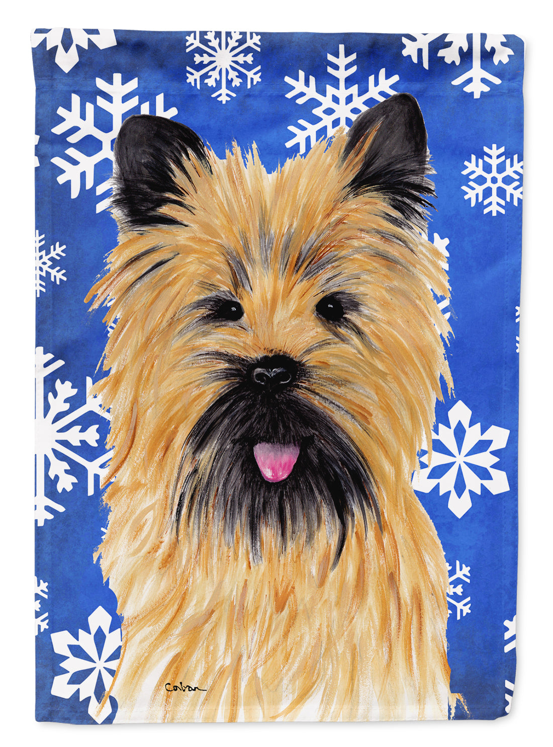 Cairn Terrier Winter Snowflakes Holiday Flag Garden Size.