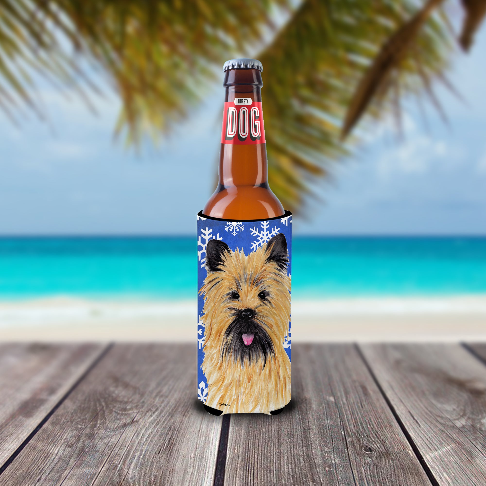 Cairn Terrier Winter Snowflakes Holiday Ultra Beverage Insulators for slim cans SC9375MUK.