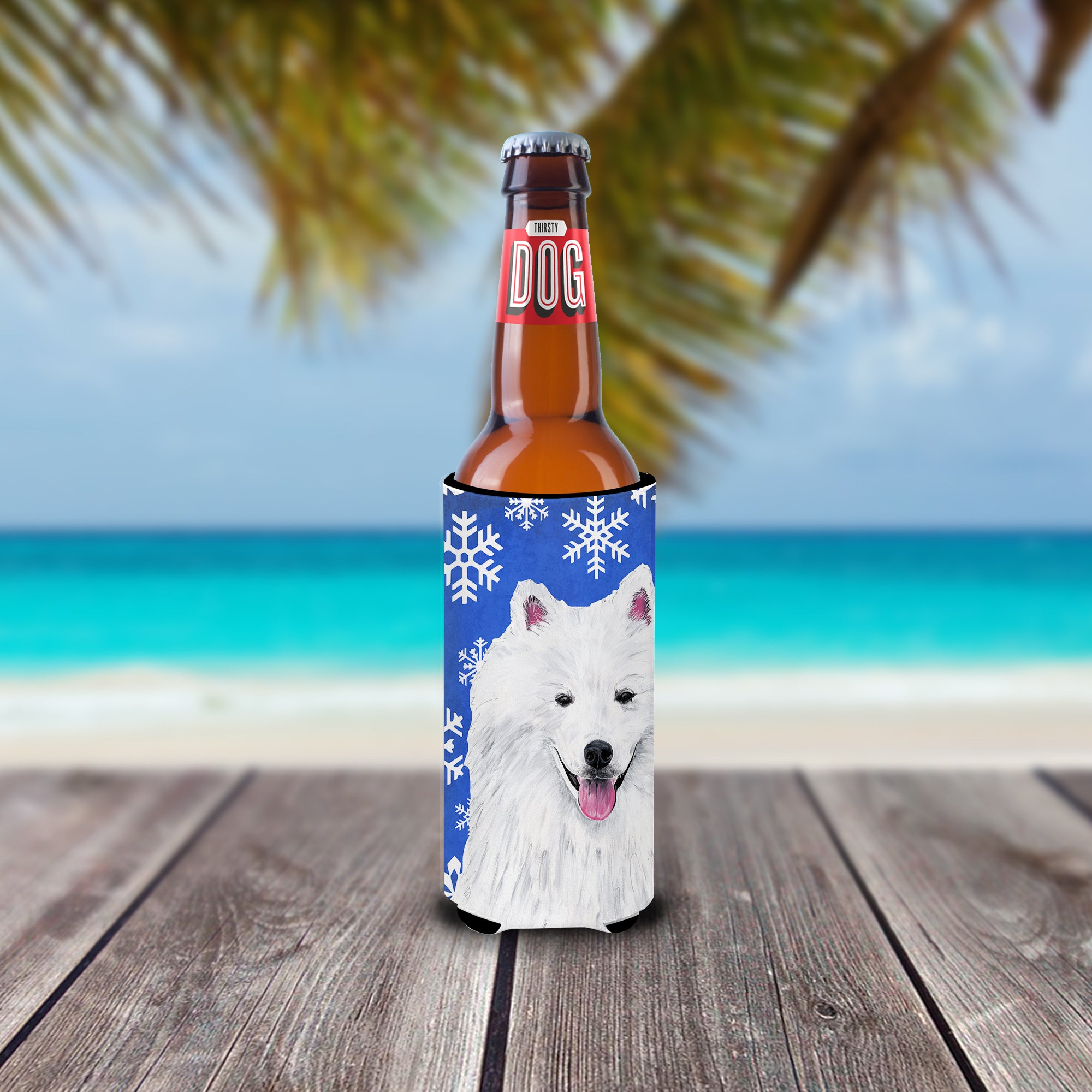 American Eskimo Winter Snowflakes Holiday Ultra Beverage Insulators for slim cans SC9379MUK.