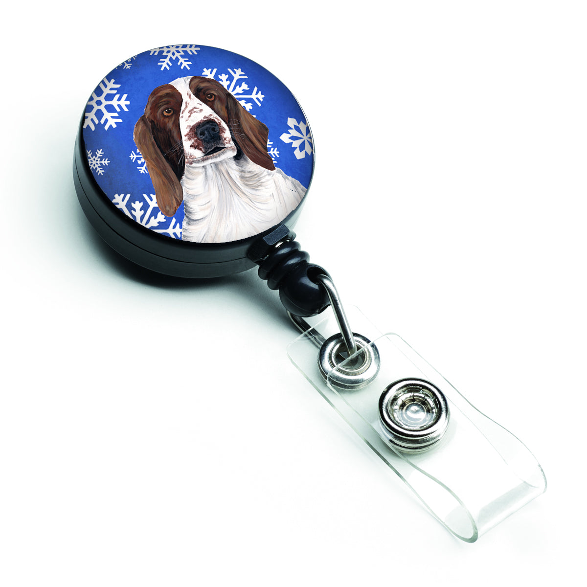 Welsh Springer Spaniel Winter Snowflakes Holiday Retractable Badge Reel SC9380BR