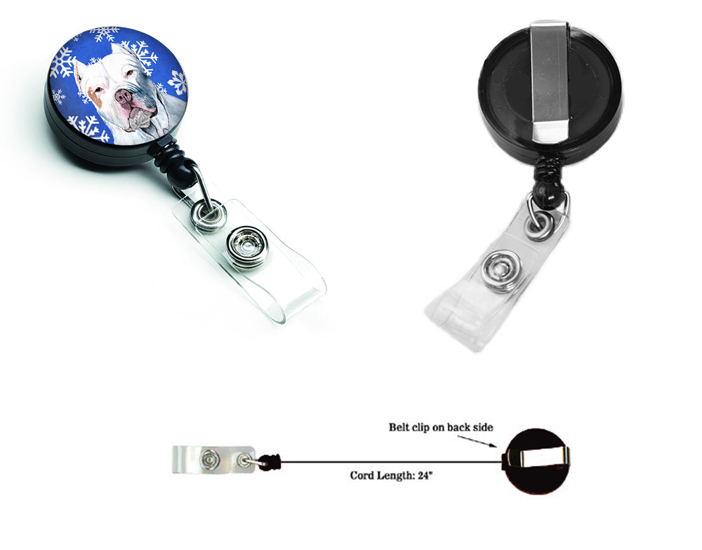 Pit Bull Winter Snowflakes Holiday Retractable Badge Reel SC9381BR