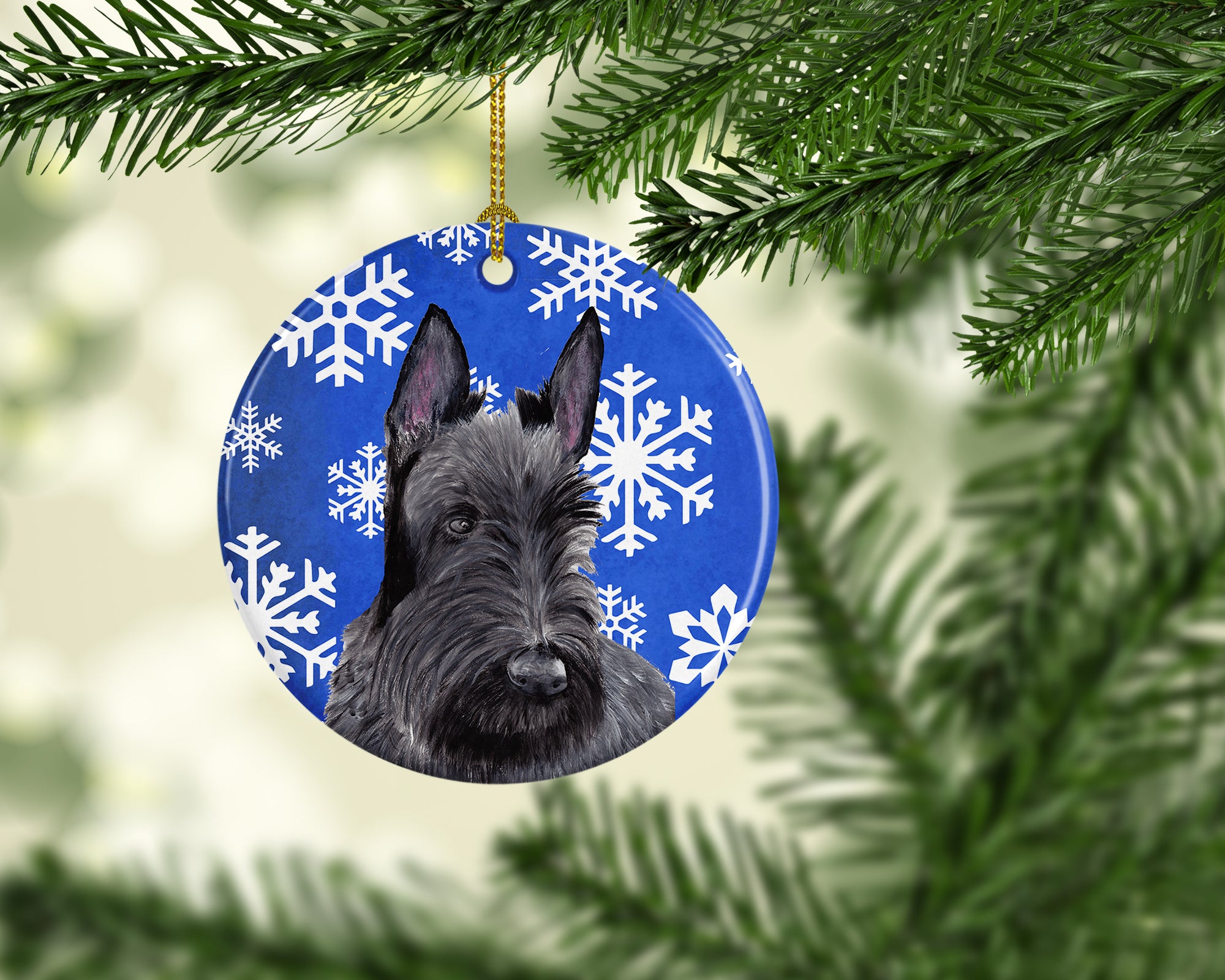 Scottish Terrier Winter Snowflakes Holiday Ceramic Ornament SC9386 - the-store.com