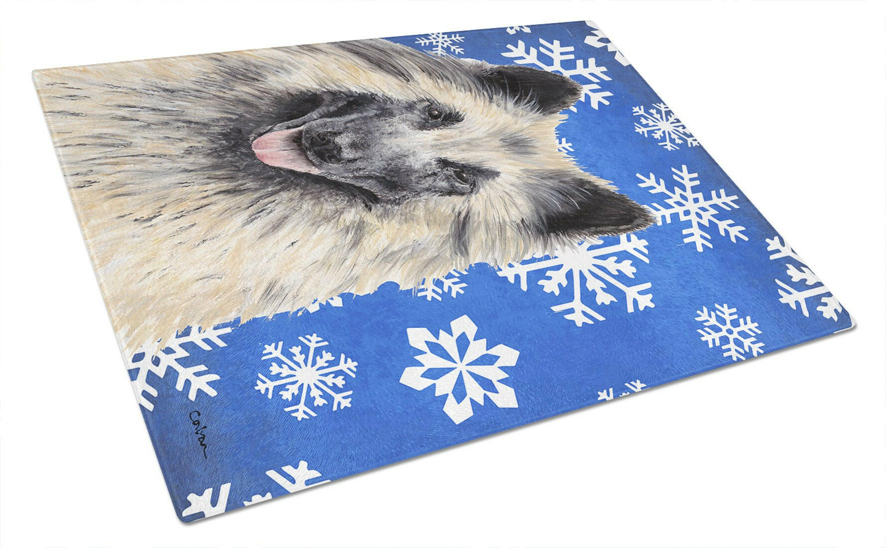 Belgian Tervuren Winter Snowflakes Holiday Glass Cutting Board Large by Caroline's Treasures
