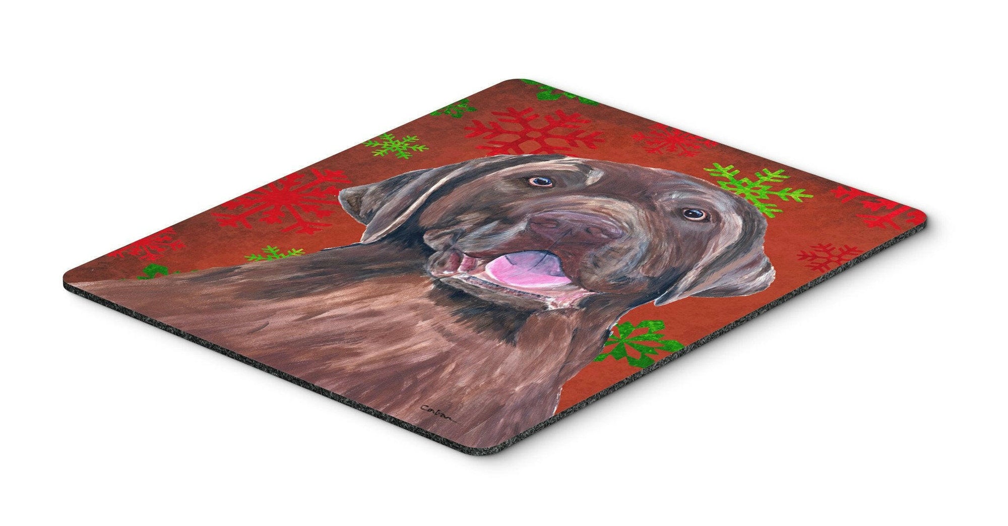 Labrador Red and Green Snowflakes Christmas Mouse Pad, Hot Pad or Trivet by Caroline's Treasures