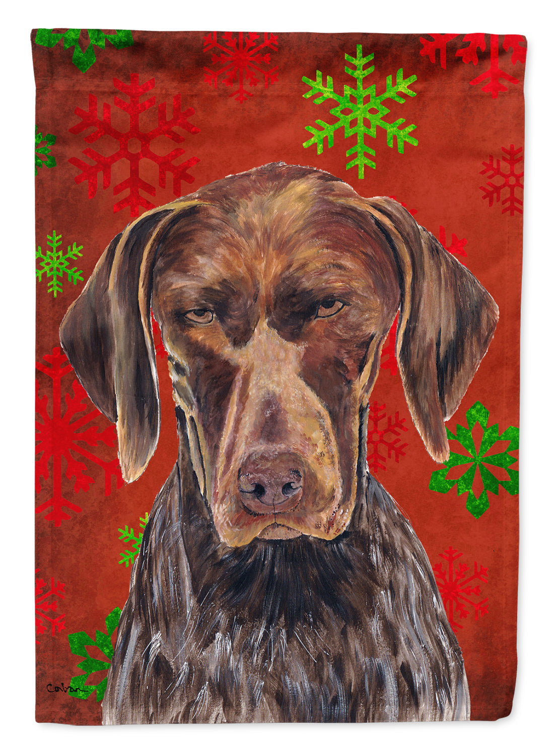 German Shorthaired Pointer Red  Snowflakes Holiday Christmas Flag  House Size