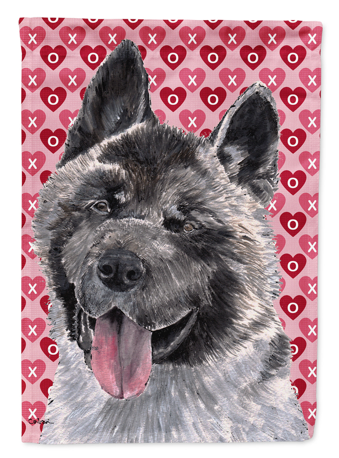 Akita Hearts Love and Valentine's Day Flag Canvas House Size SC9484CHF