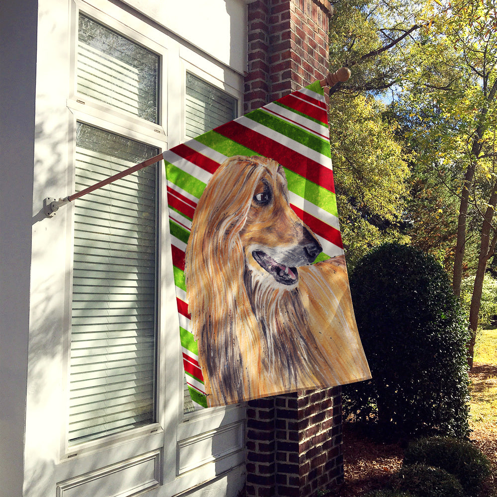 Afghan Hound Candy Cane Holiday Christmas Flag Canvas House Size SC9498CHF
