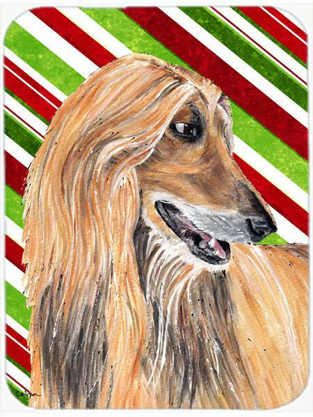 Afghan Hound Candy Cane Holiday Christmas Glass Cutting Board Large Size SC9498LCB by Caroline&#39;s Treasures