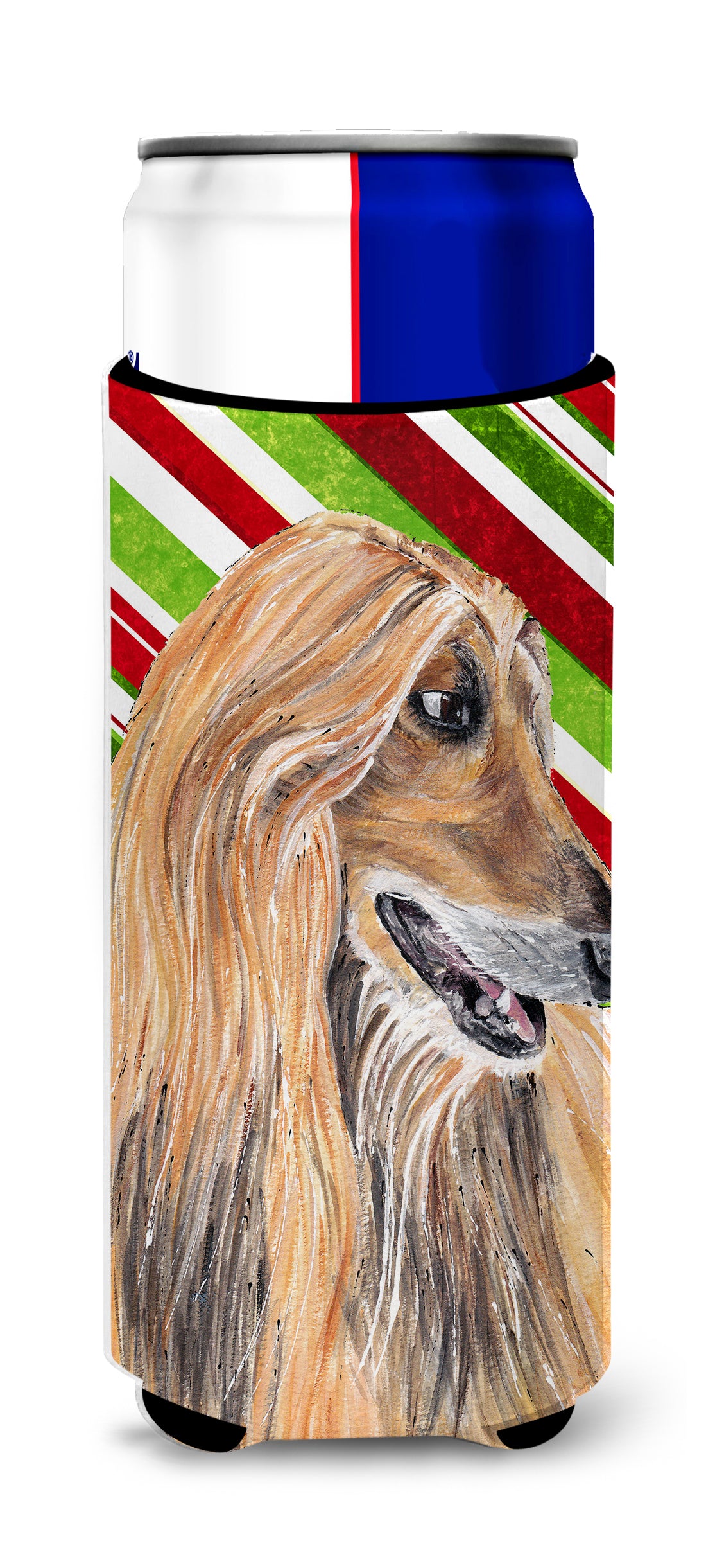 Afghan Hound Candy Cane Holiday Christmas Ultra Beverage Insulators for slim cans SC9498MUK