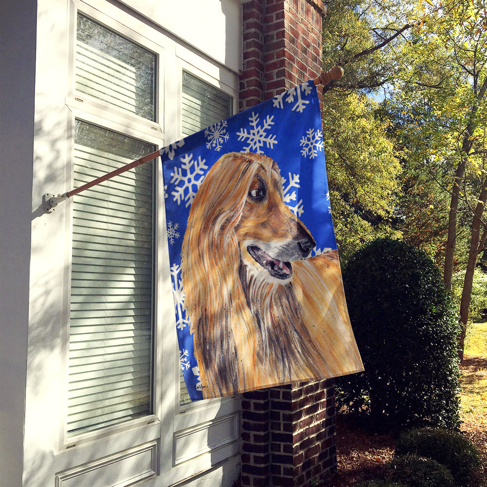 Afghan Hound Winter Snowflakes Holiday Flag Canvas House Size SC9499CHF