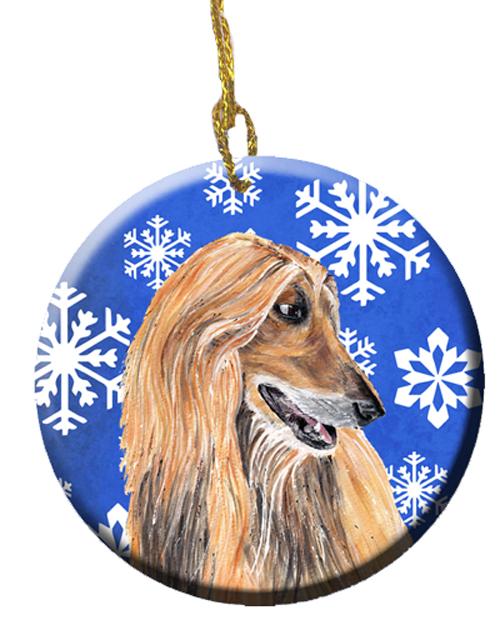 Afghan Hound Winter Snowflakes Holiday Ceramic Ornament SC9499CO1 by Caroline's Treasures
