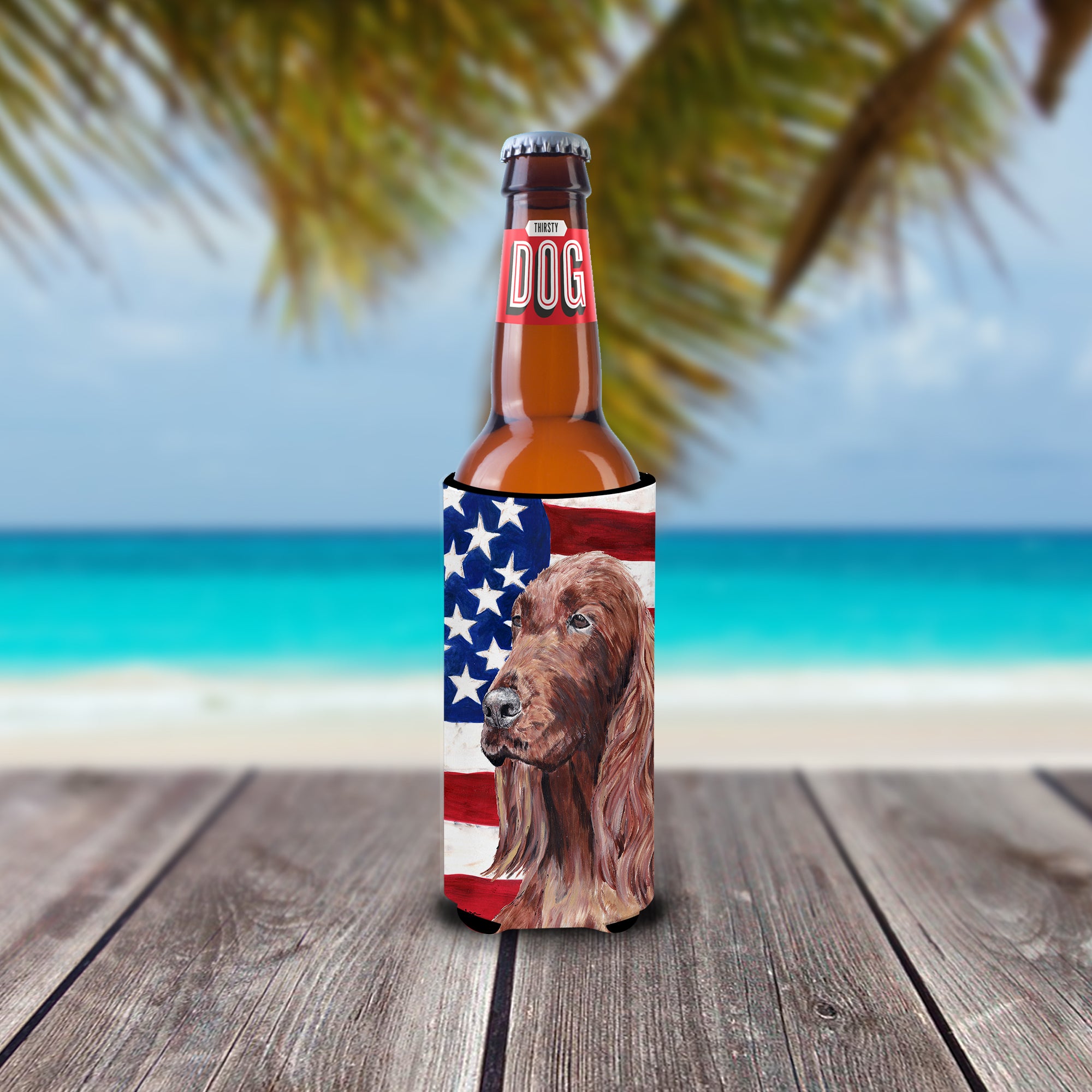 Irish Setter USA American Flag Ultra Beverage Insulators for slim cans