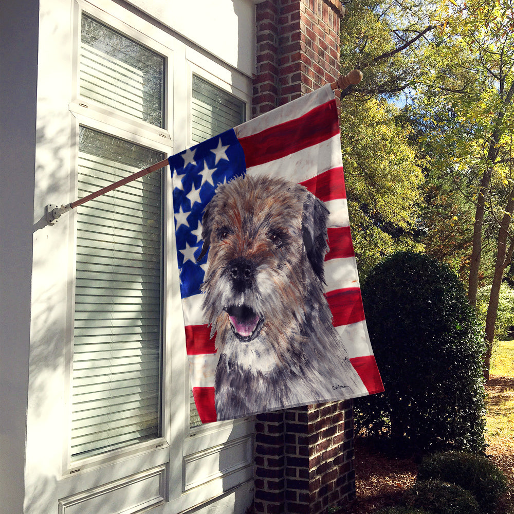 Border Terrier Mix USA American Flag Flag Canvas House Size
