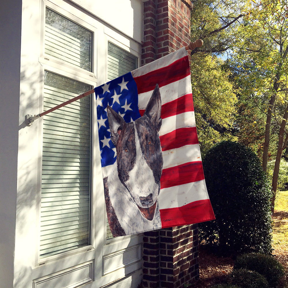 Bull Terrier USA American Flag Flag Canvas House Size