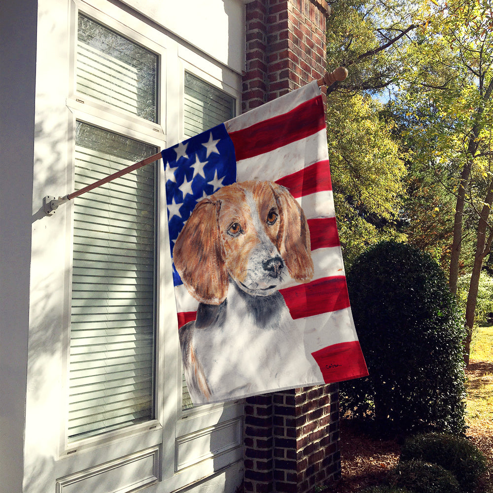 English Foxhound USA American Flag Flag Canvas House Size