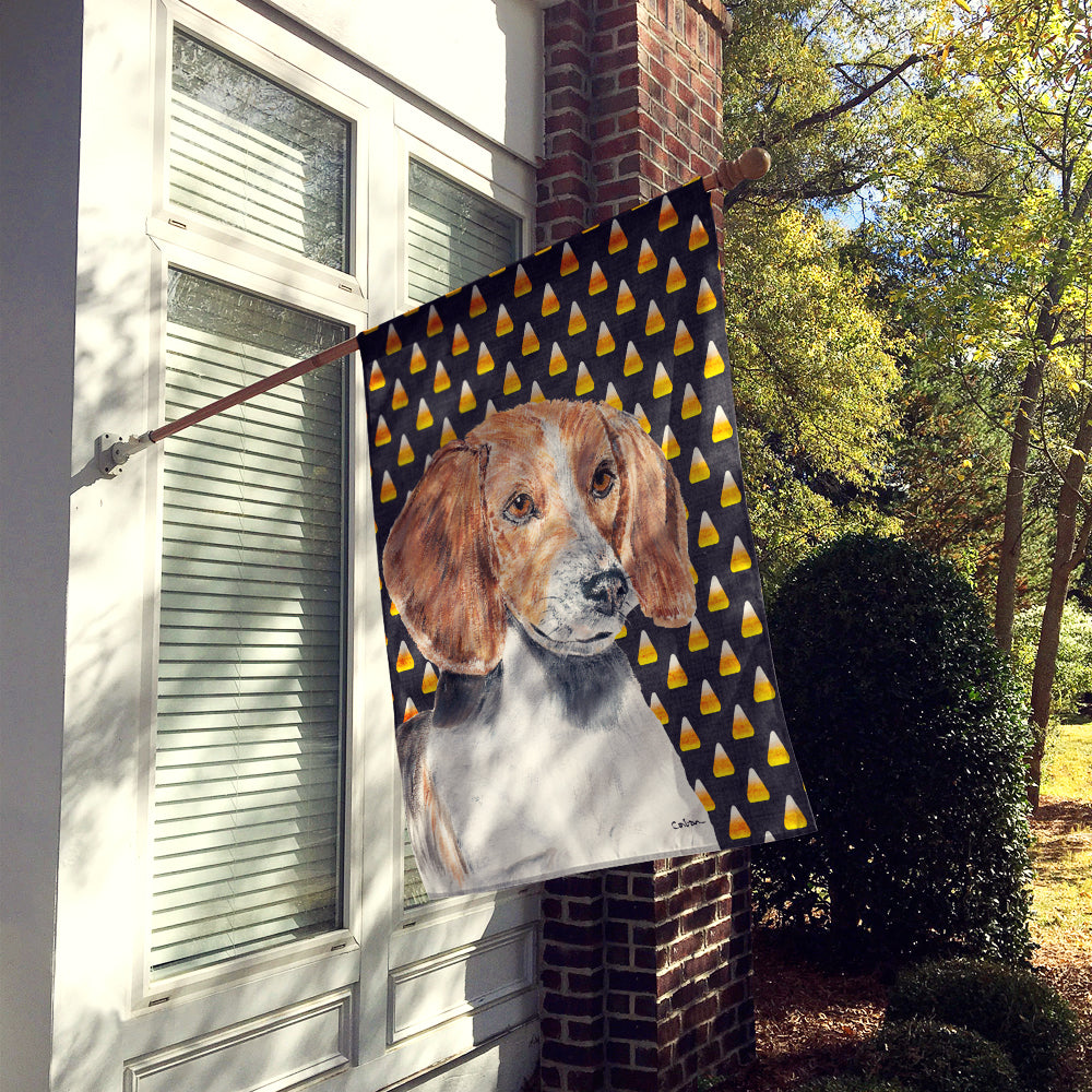 English Foxhound Halloween Candy Corn Flag Canvas House Size