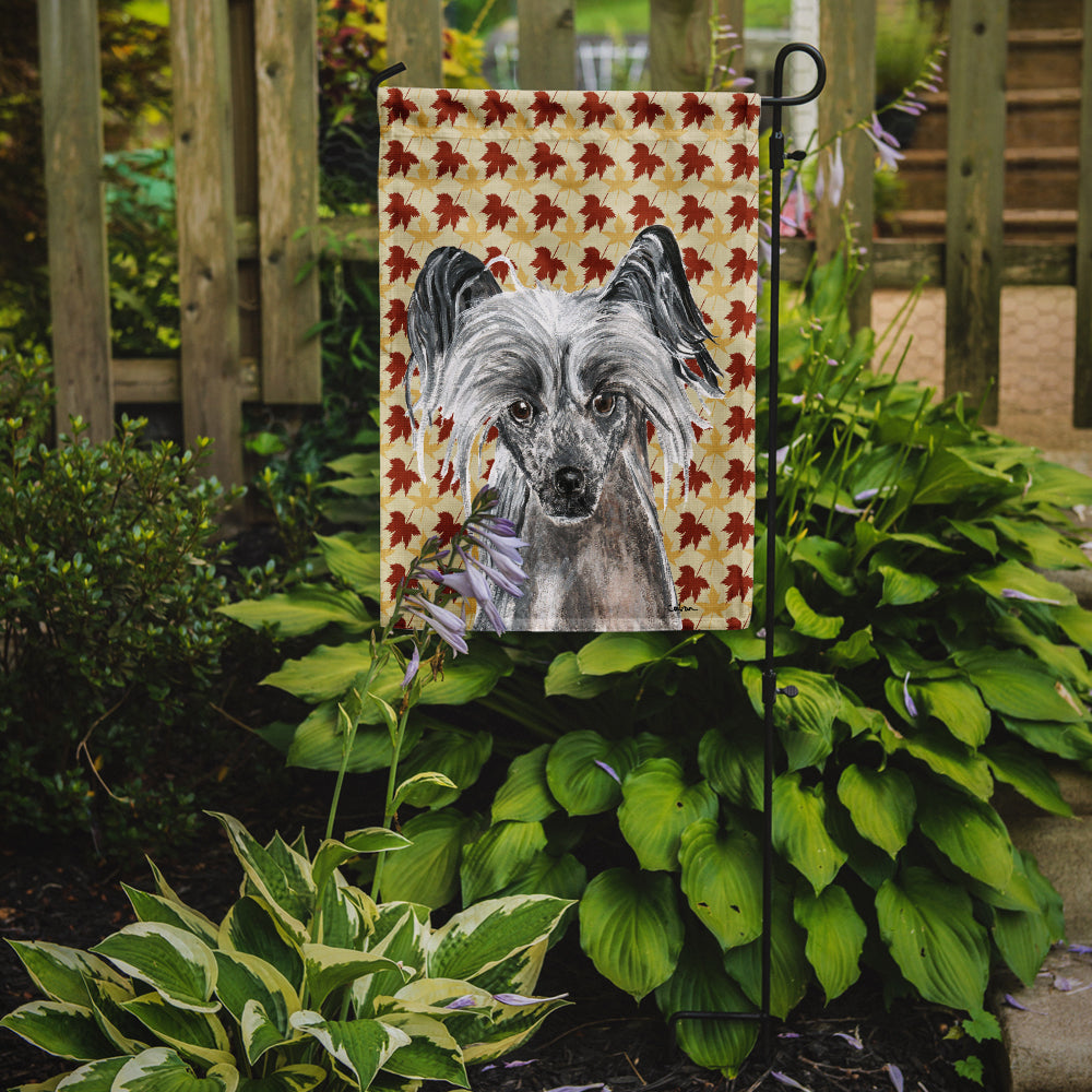 Chinese Crested Fall Leaves Flag Garden Size.