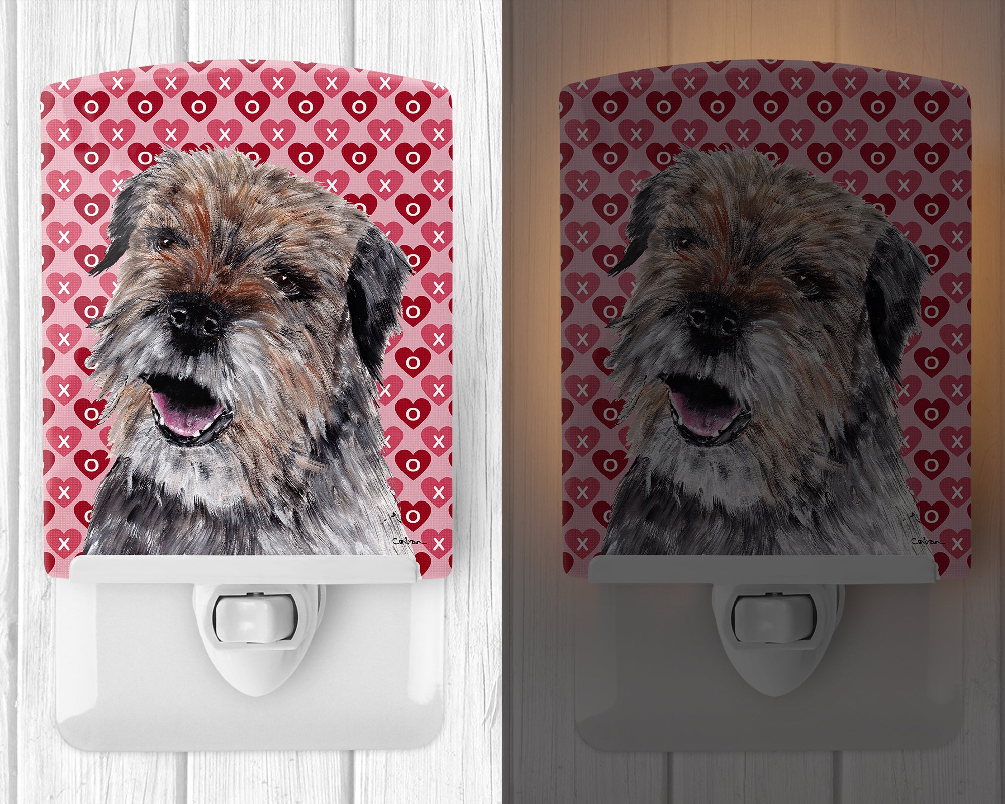 Border Terrier Hearts and Love Ceramic Night Light SC9557CNL - the-store.com