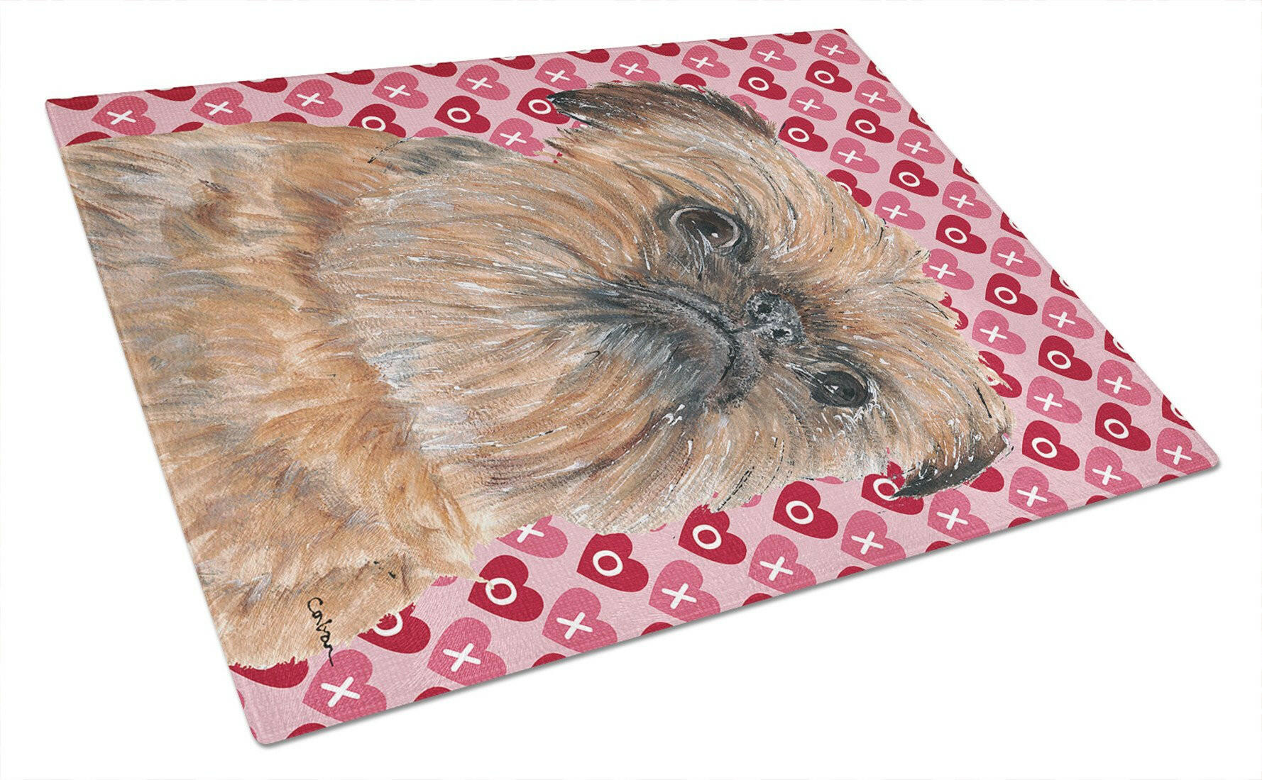 Brussels Griffon Valentine's Love Glass Cutting Board Large by Caroline's Treasures