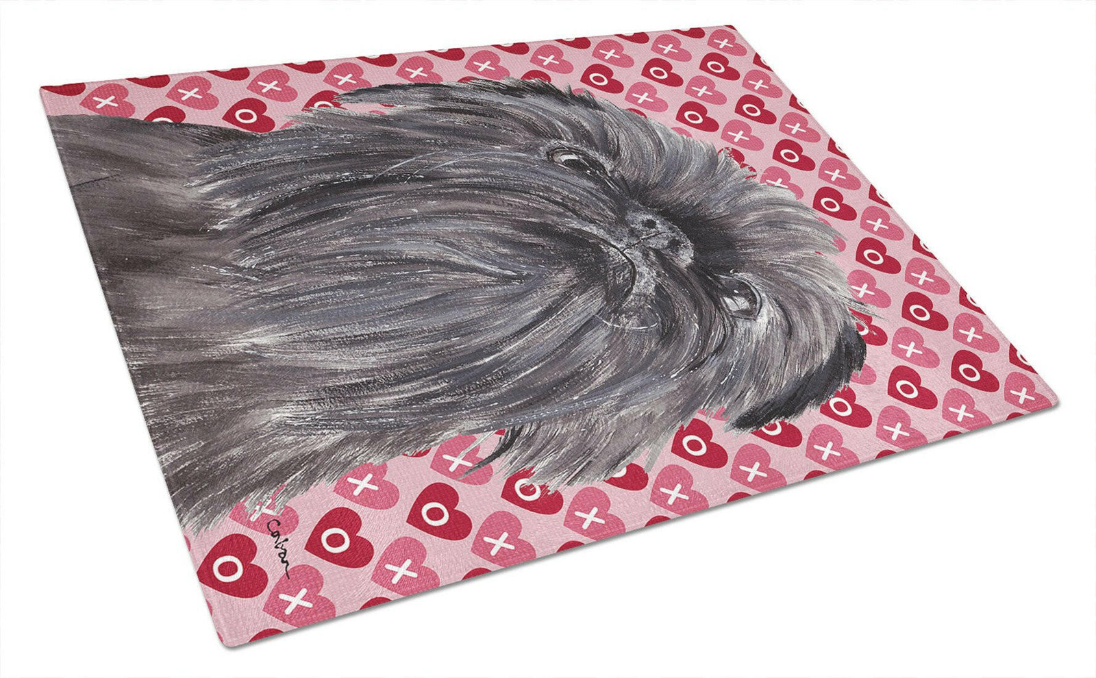 Brussels Griffon Valentine's Love Glass Cutting Board Large by Caroline's Treasures