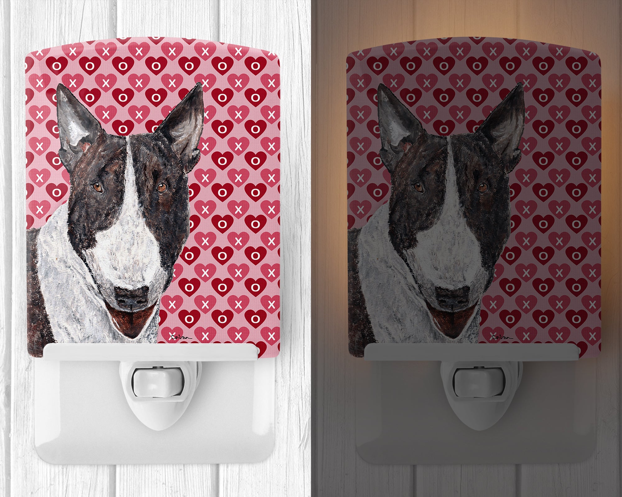 Bull Terrier Hearts and Love Ceramic Night Light SC9561CNL - the-store.com