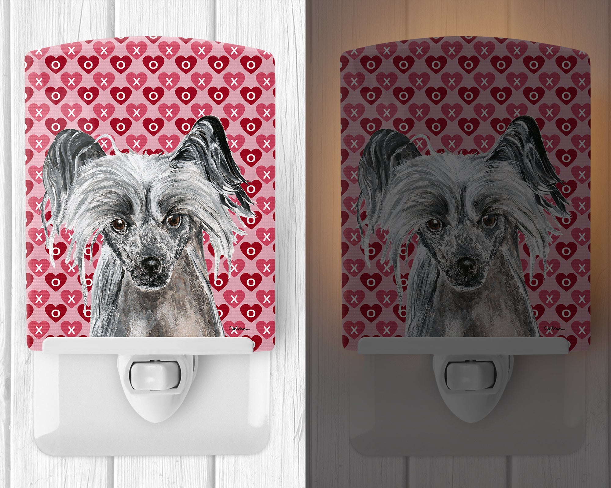 Chinese Crested Hearts and Love Ceramic Night Light SC9564CNL - the-store.com